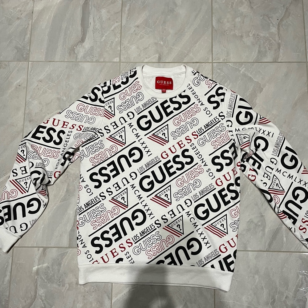 White Black & Red guess Long Sleeve Sweatshirt
